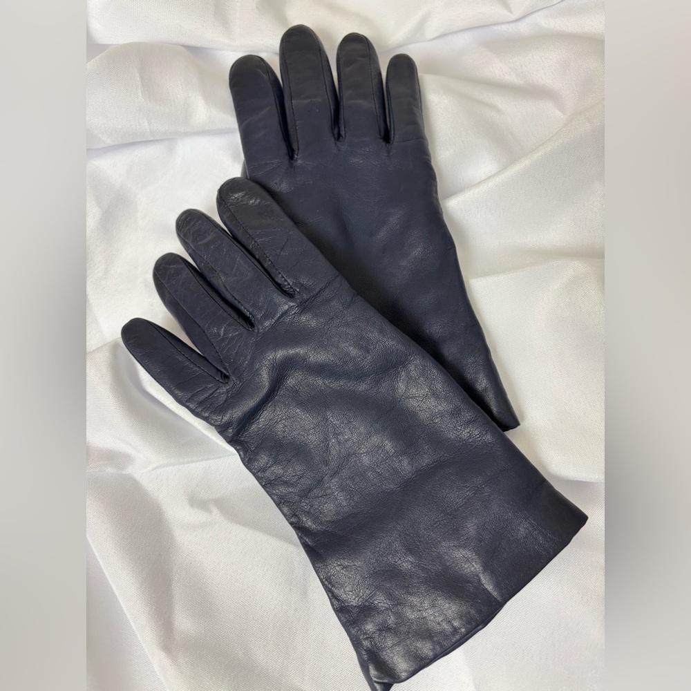 Vintage Leather navy blue gloves - Picture 3 of 3